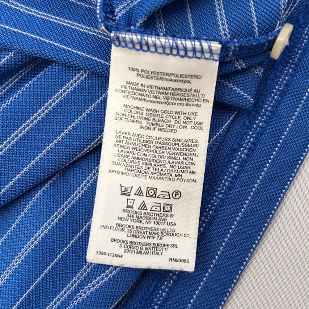 Brooks Brothers Polo Shirt 1818 Performance Mens M Blue Striped Original Fit - Picture 5 of 7